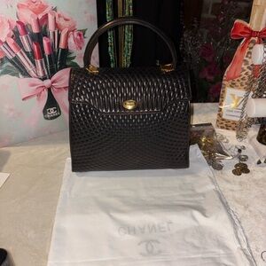 Bally Vintage Black Quilted /Textured Satchel